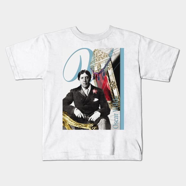 Oscar Wilde Collage Portrait Kids T-Shirt by Dez53